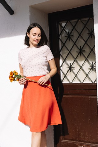 Falda midi cruzada anaranjada- Ropa mujer SusiSweetdress