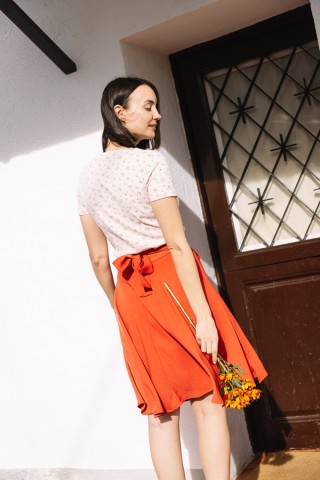 Falda midi cruzada anaranjada- Ropa mujer SusiSweetdress