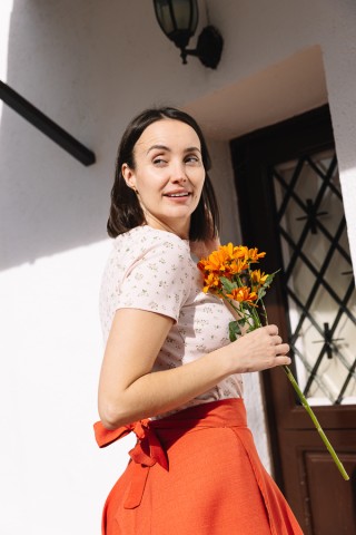 Falda midi cruzada anaranjada- Ropa mujer SusiSweetdress