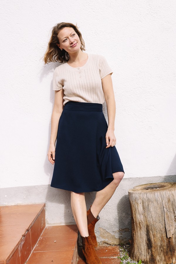 Falda midi cruzada azul marino - Ropa mujer SusiSweetdress