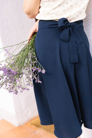Falda midi cruzada azul marino - Ropa mujer SusiSweetdress