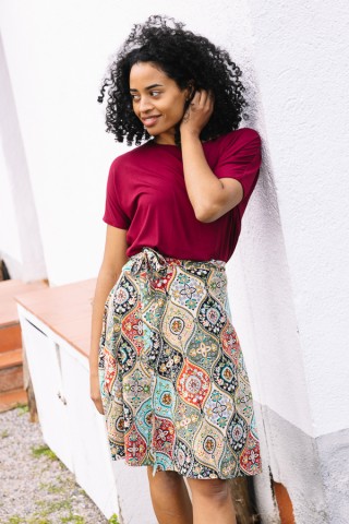 Falda cruzada midi estampado geométricos de colores- Ropa mujer SusiSweetdress