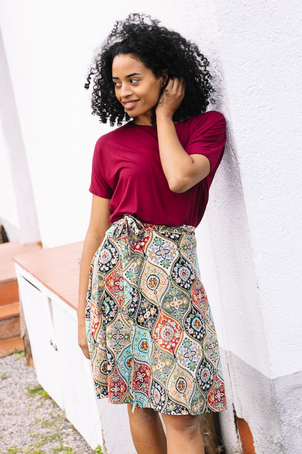 Falda cruzada midi estampado geométricos de colores- Ropa mujer SusiSweetdress