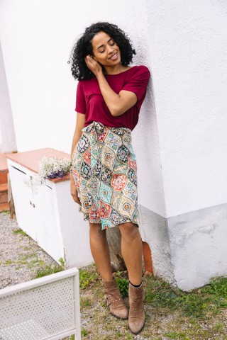 Falda cruzada midi estampado geométricos de colores- Ropa mujer SusiSweetdress