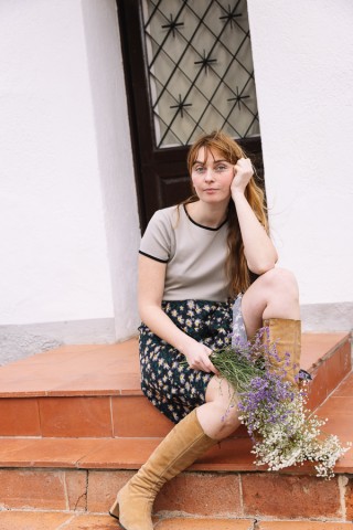 Falda cruzada midi negra con plumas blancas- Ropa mujer SusiSweetdress