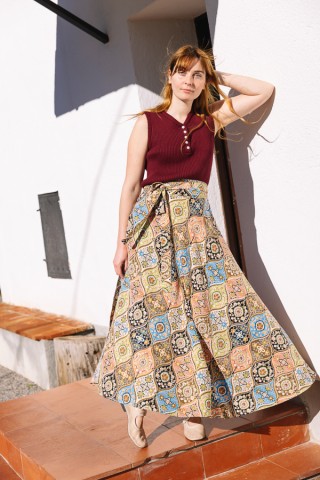 Falda maxi larga cruzada en formas geométricas a colores - Ropa mujer SusiSweetdress