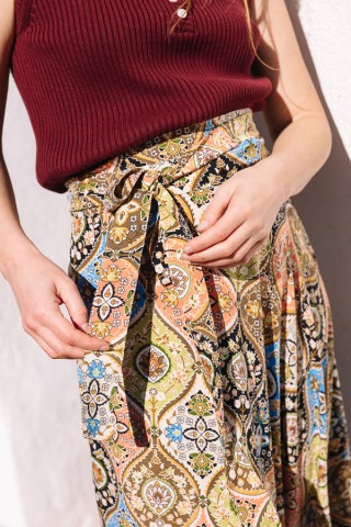 Falda maxi larga cruzada en formas geométricas a colores - Ropa mujer SusiSweetdress