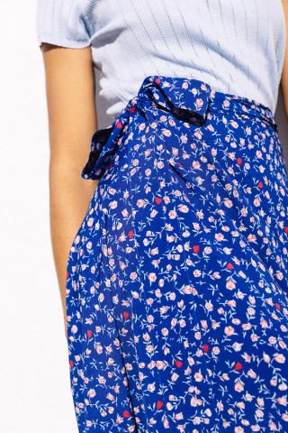 Falda maxi larga cruzada azul con tulipanes - Ropa mujer SusiSweetdress