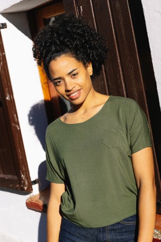 Camiseta básica SusiSweetdress kaki ancha con bolsillo - Ropa mujer SusiSweetdress
