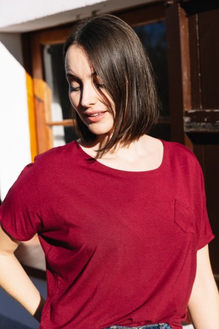 Camiseta básica SusiSweetdress blanco ancha con bolsillo - Ropa mujer SusiSweetdress