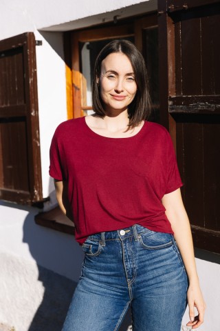 Camiseta básica SusiSweetdress blanco ancha con bolsillo - Ropa mujer SusiSweetdress