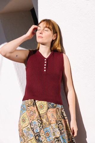 Camiseta básica SusiSweetdress granate botones- Ropa mujer SusiSweetdress