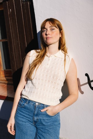 Camiseta básica SusiSweetdress beis polo- Ropa mujer SusiSweetdress