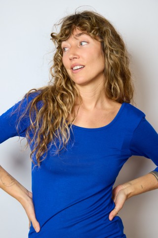 ¡NEW! Camiseta básica SusiSweetdress azul indigo maga francesa- Ropa SusiSweetdress