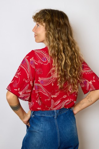 Camisa vintage roja con arabescos - Ropa mujer SusiSweetdress