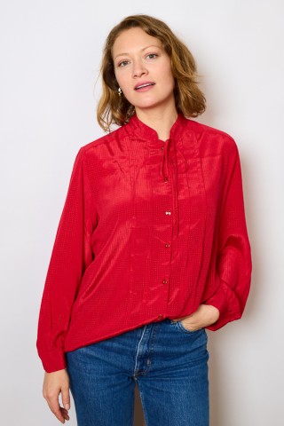 Camisa vintage roja con ligero brillo - Ropa mujer SusiSweetdress