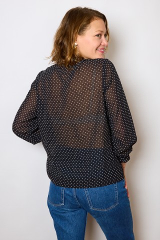 Camisa vintage negra con topitos blancos - Ropa mujer SusiSweetdress