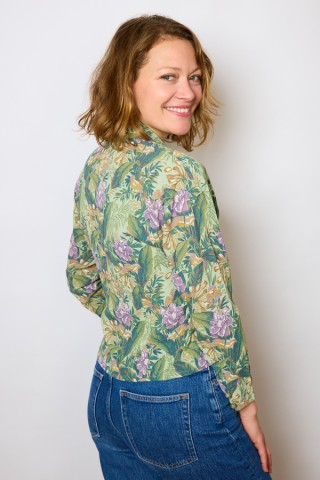 Camisa vintage verde claro con hojas y flores - Ropa mujer SusiSweetdress
