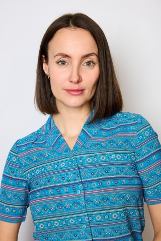 Camisa vintage azul con estampado geométrico - Ropa mujer SusiSweetdress