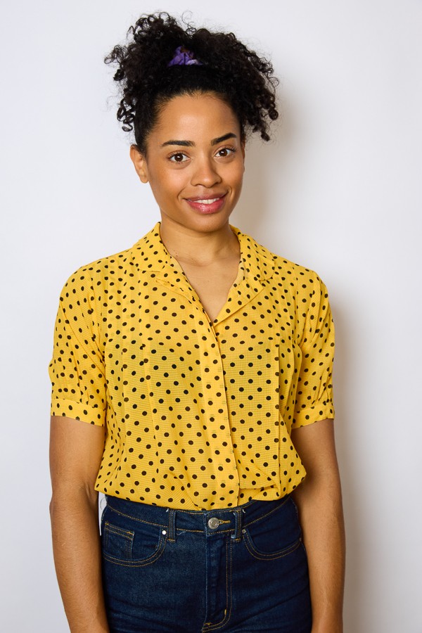 Camisa vintage amarilla con topos negros - Ropa mujer SusiSweetdress