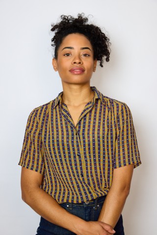 Camisa vintage rayas ocre y negro - Ropa mujer SusiSweetdress