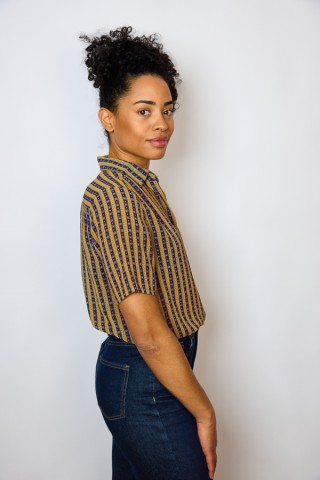 Camisa vintage rayas ocre y negro - Ropa mujer SusiSweetdress