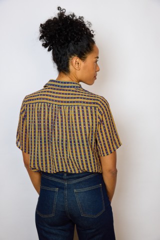 Camisa vintage rayas ocre y negro - Ropa mujer SusiSweetdress