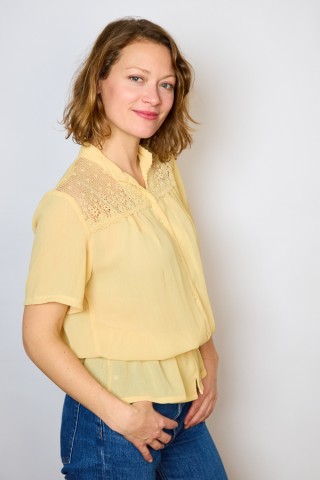 Camisa vintage amarillo pastel con encaje - Ropa mujer SusiSweetdress