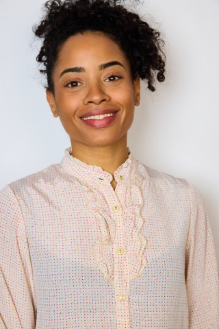 Camisa vintage rosa puntitos violetas - Ropa mujer SusiSweetdress