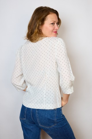 Camisa vintage blanca con topitos negros - Ropa mujer SusiSweetdress