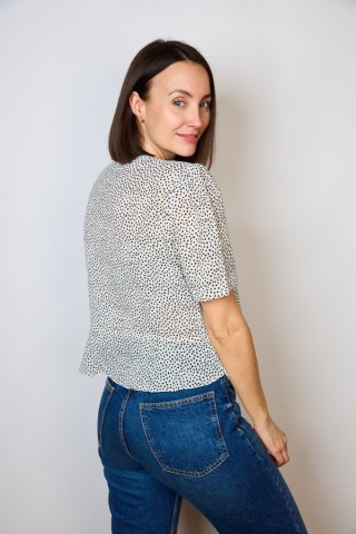 Camisa vintage blanca con manchitas negras - Ropa mujer SusiSweetdress