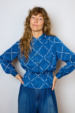 Camisa vintage azul rayas blancas - Ropa mujer SusiSweetdress