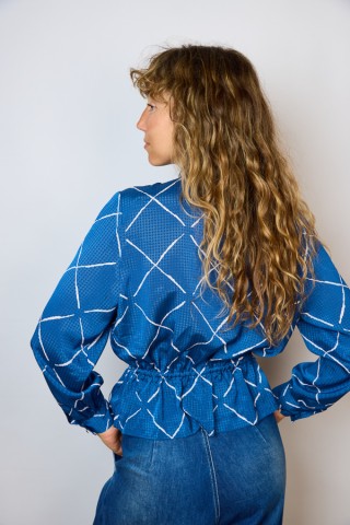 Camisa vintage azul rayas blancas - Ropa mujer SusiSweetdress