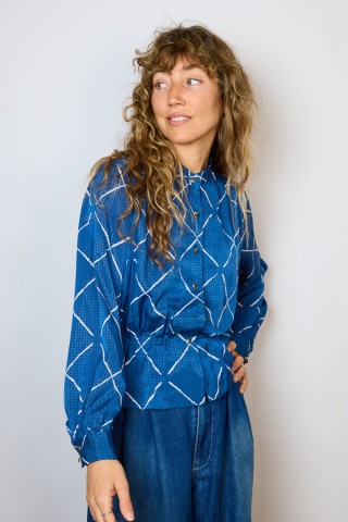 Camisa vintage azul rayas blancas - Ropa mujer SusiSweetdress