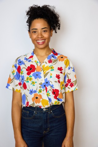 Camisa vintage blanco roto con flores colores- Ropa mujer SusiSweetdress