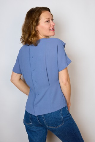 Camisa vintage azulón con lazada- Ropa mujer SusiSweetdress