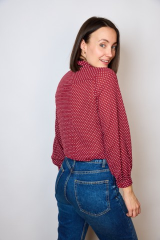 Camisa vintage granate con puntos blancos- Ropa mujer SusiSweetdress