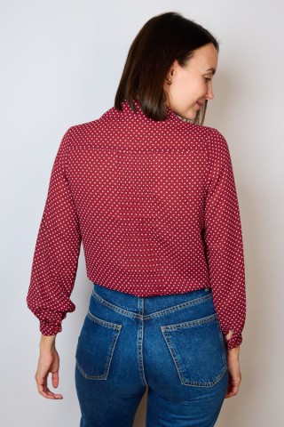 Camisa vintage granate con puntos blancos- Ropa mujer SusiSweetdress