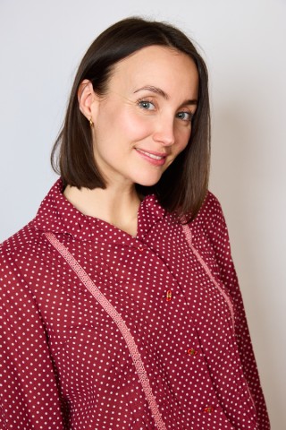 Camisa vintage granate con puntos blancos- Ropa mujer SusiSweetdress