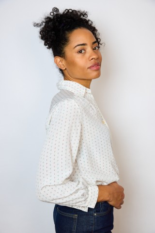 Camisa vintage blanca con florecitas diminutas- Ropa mujer SusiSweetdress