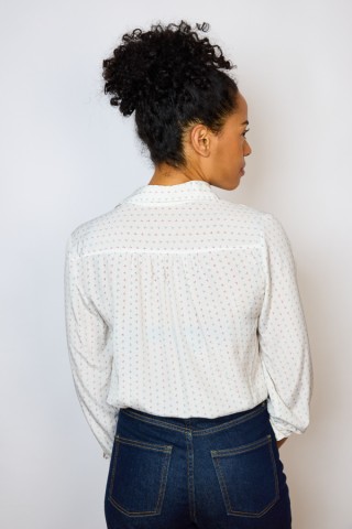 Camisa vintage blanca con florecitas diminutas- Ropa mujer SusiSweetdress