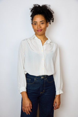 Camisa vintage blanca con florecitas diminutas- Ropa mujer SusiSweetdress