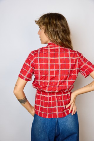 Camisa vintage roja con líneas de colores- Ropa mujer SusiSweetdress