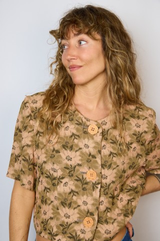 Camisa vintage flores a tonos marrones- Ropa mujer SusiSweetdress