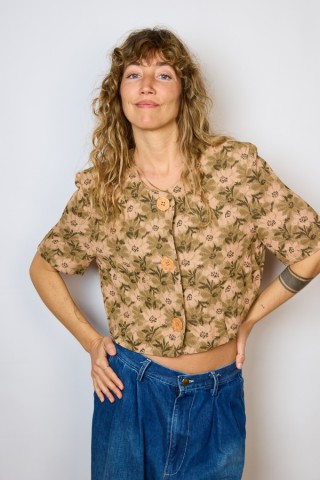 Camisa vintage flores a tonos marrones- Ropa mujer SusiSweetdress