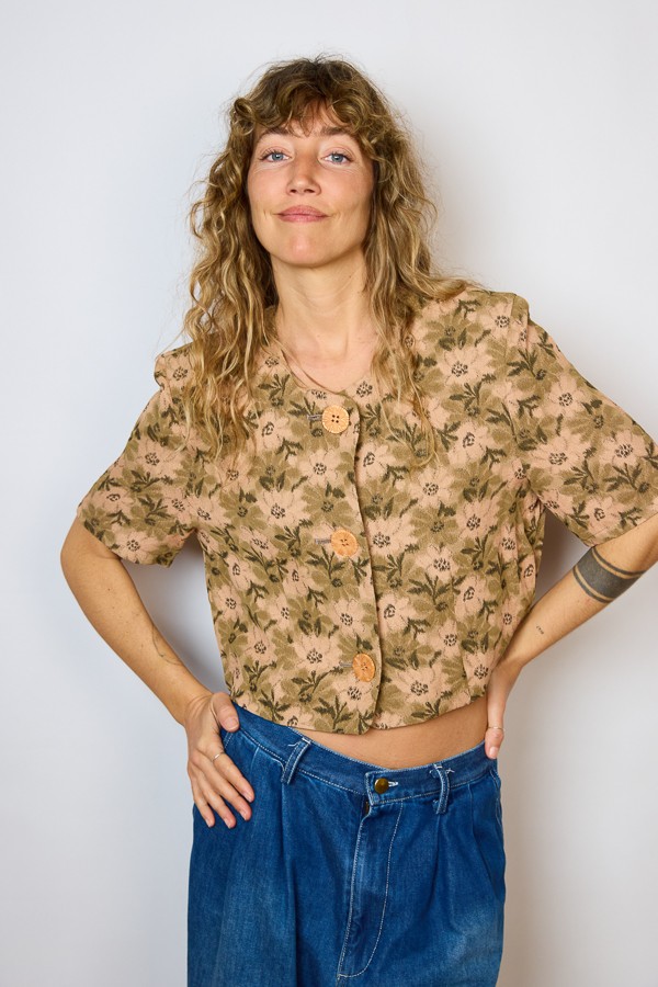 Camisa vintage flores a tonos marrones- Ropa mujer SusiSweetdress