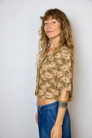 Camisa vintage flores a tonos marrones- Ropa mujer SusiSweetdress