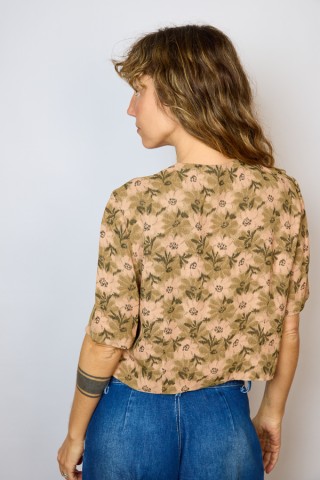 Camisa vintage flores a tonos marrones- Ropa mujer SusiSweetdress