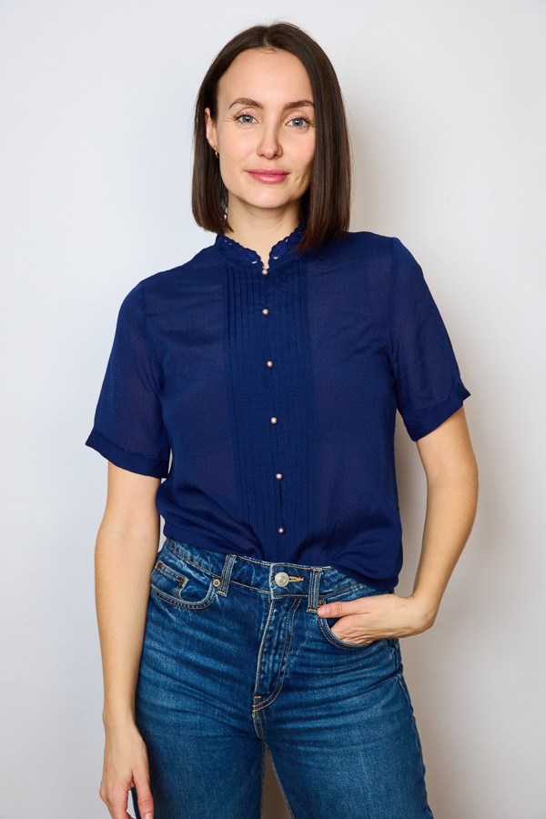 Camisa vintage azul marino- Ropa mujer SusiSweetdress