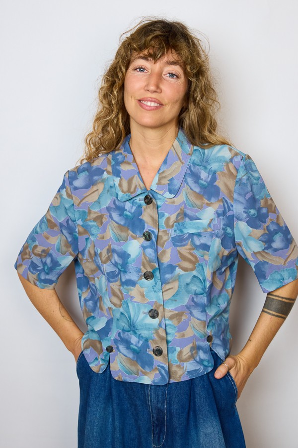 Camisa vintage de flores azules- Ropa mujer SusiSweetdress